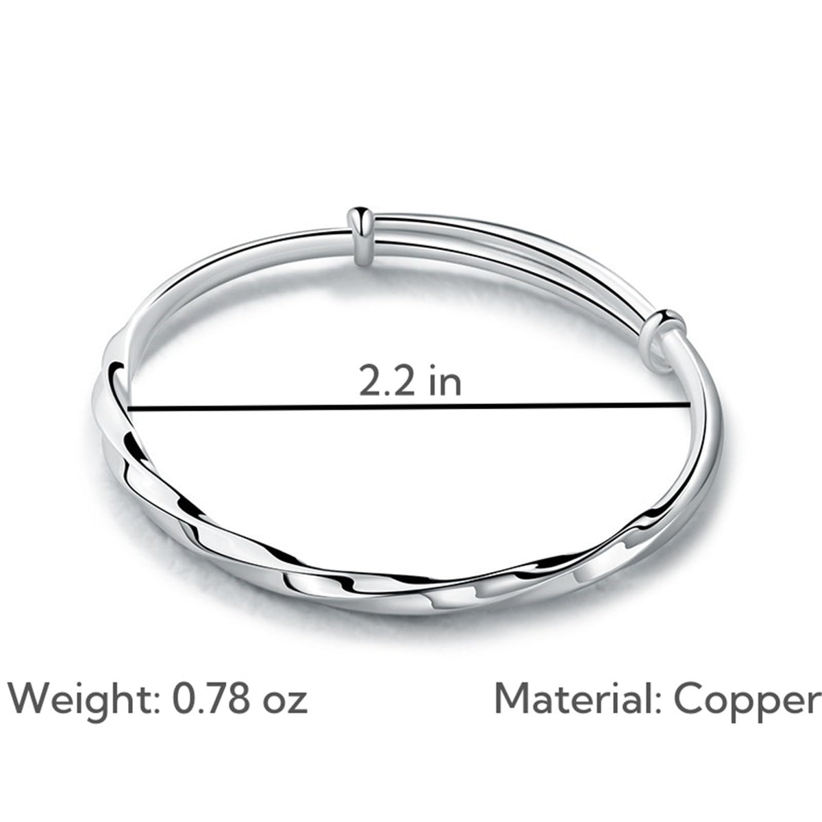 Baoaichi Handmade 925 Sterling Silver Bangle Bracelets For Women Twist Wave Bangles Minimalist Statement Bracelets Adjustable Bangle Daily Jewelry for Christmas & Birthday Gift