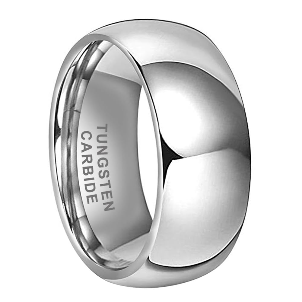 TUTISS 10mm Tungsten Rings for Men Women Engagement Wedding Bands Domed Polished Comfort Fit Size 9