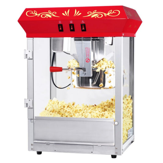 Great Northern Popcorn Company 6100 8 ounce Foundation Red Antique Style Popcorn Popper Machine, Red Floral, Counter-top Popper Machine