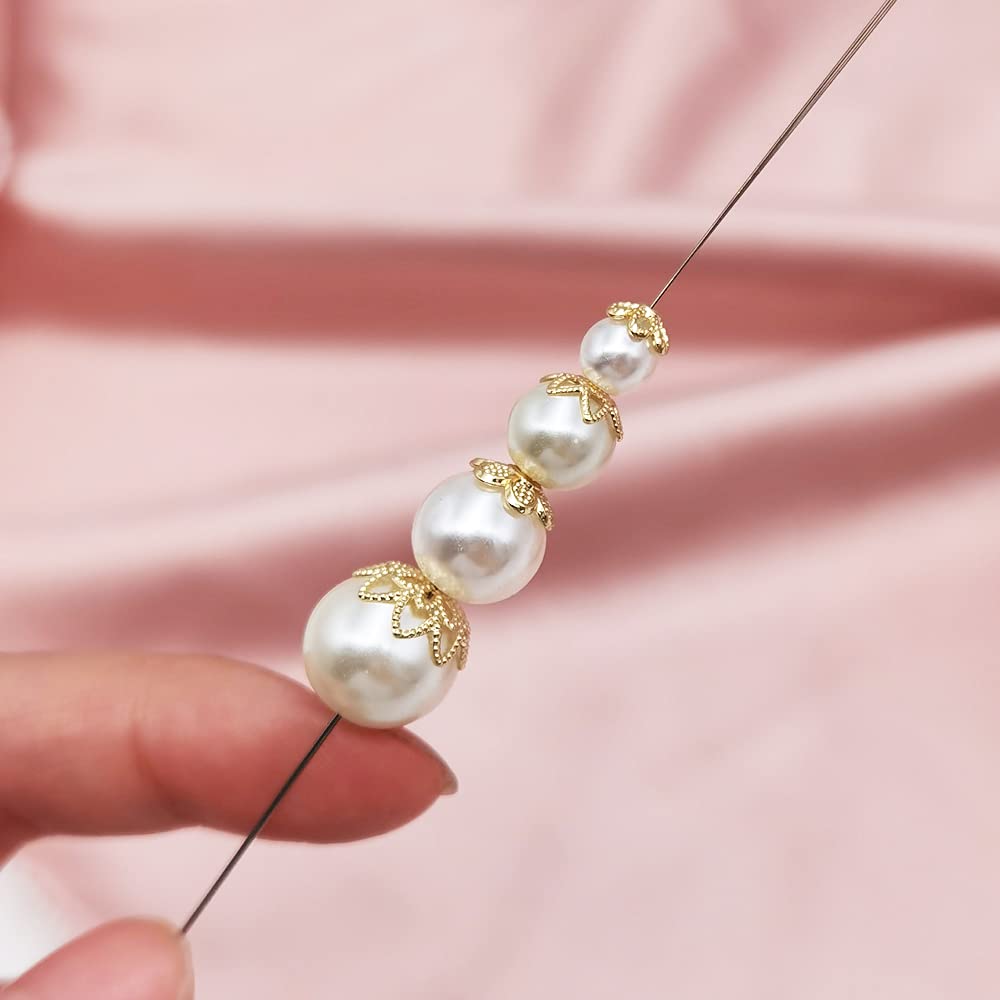 INSPIRELLE 120pcs Bead Caps Gold Plated Long-Lasting Metal Filigree Flower Cup Shape Bead for Jewelry Bracelet Necklace Making