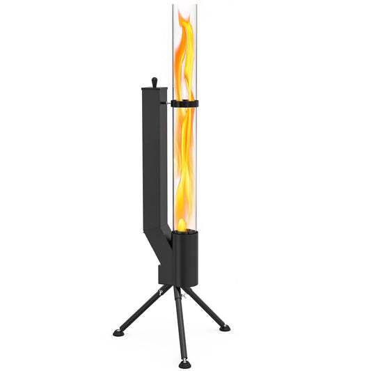 ONLYFIRE OUTDOOR LIVING 58" Patio wood pellet Fire Pit with Ash Tray, Portable Pellet Heater for Camping Backyard Porch Coffee Shop Outside Restaurant, Bonfire Party, RV, Tailgating, Beach, FP042