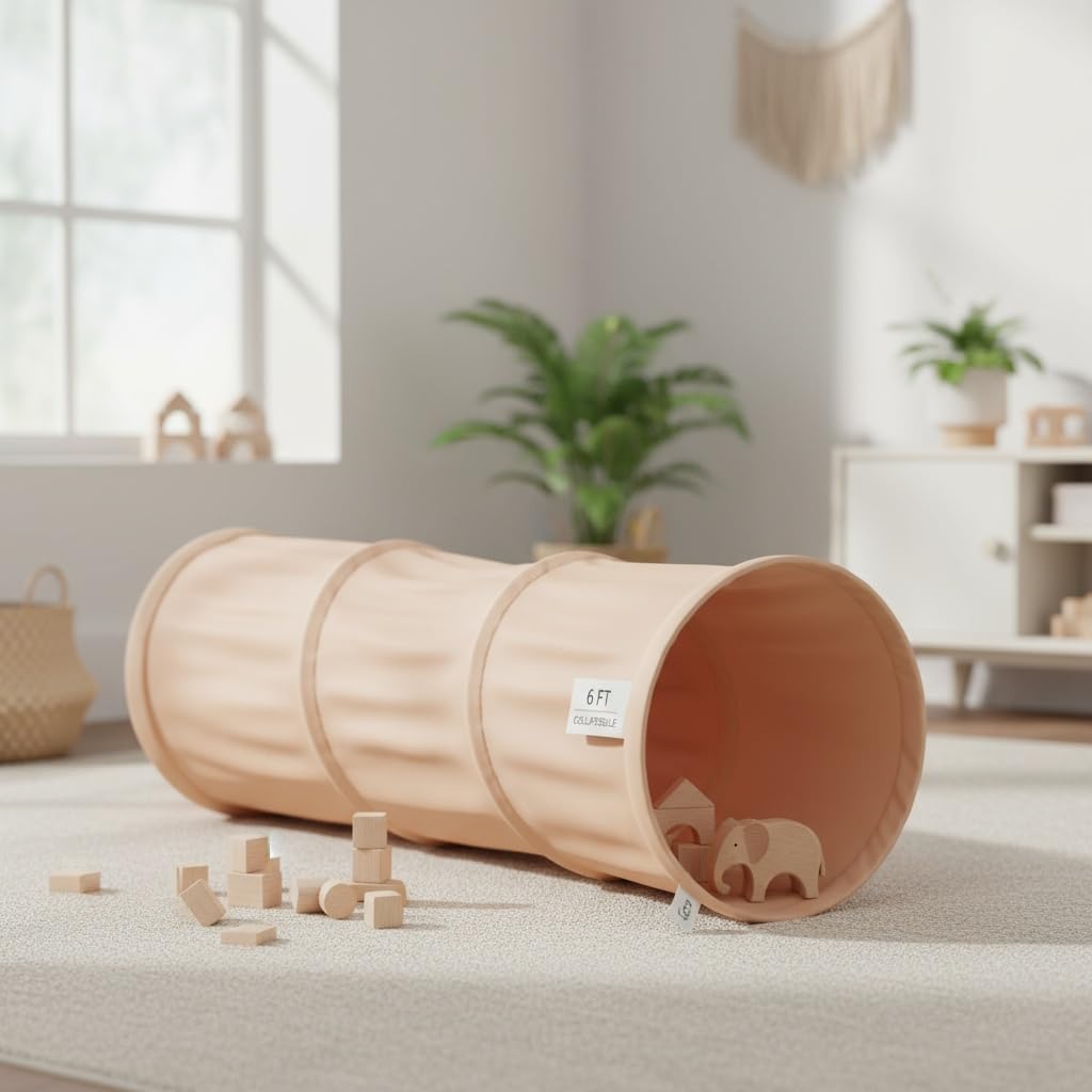 Lyla & Sage Play Co - Kids Play Tunnel - 6ft Pop Up Crawl Tunnel for Toddlers Babies - Collapsible Tunnel Toy Gift for Boy and Girl - Play Tunnel Tent Indoor & Outdoor (Canyon/Peach)