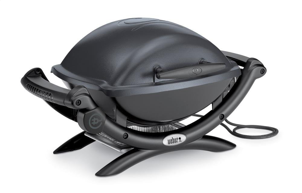 Weber Q1400 Electric Grill, Gray – Portable 1560‑Watt Outdoor Electric BBQ with Porcelain‑Enameled Cast‑Iron Grates – Compact Balcony & Patio Grill with Infinite Control Settings