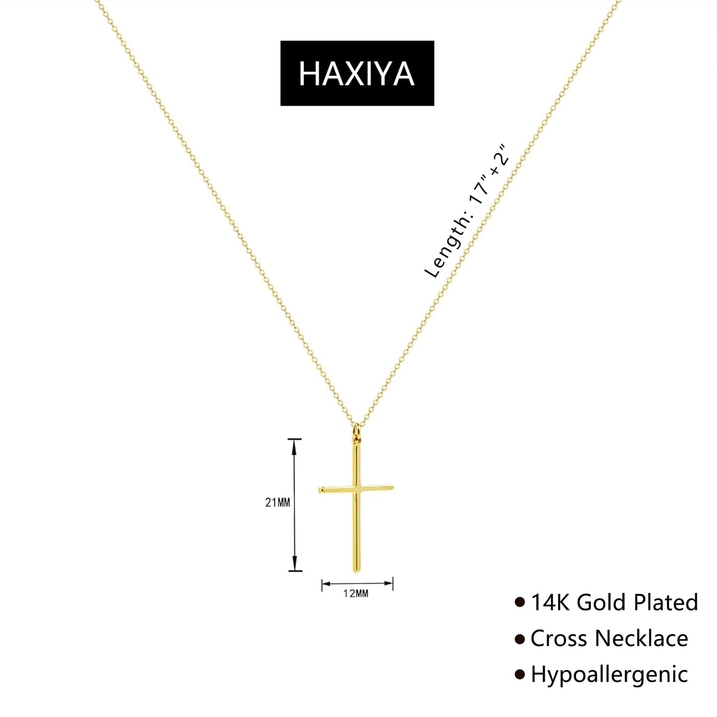 HAXIYA Gold Cross Necklaces for Women Dainty Cross Pendant for Women Non Tarnish de oro 14k puro para Tiny Cross Choker Chain Small Simple Gold Necklace Jewelry Gift for Womens