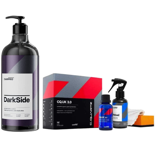 CARPRO Darkside Tire & Rubber Sealant 1 Liter and CQUARTZ UK 3.0_50ml Kit w/Reload Ceramic Coating Finish Bundle