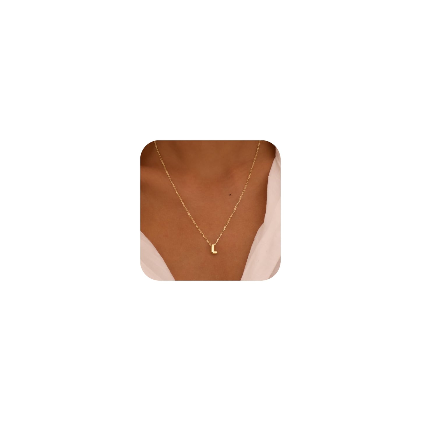 CUEZIY 14K Gold Plated Bubble Letter Necklace Initial Necklaces for Women Dainty Personalized Charm Pendant Name Necklace Cute Non Tarnish Fashion Accessories Teen Gift Trendy Stuff Jewelry Gifts