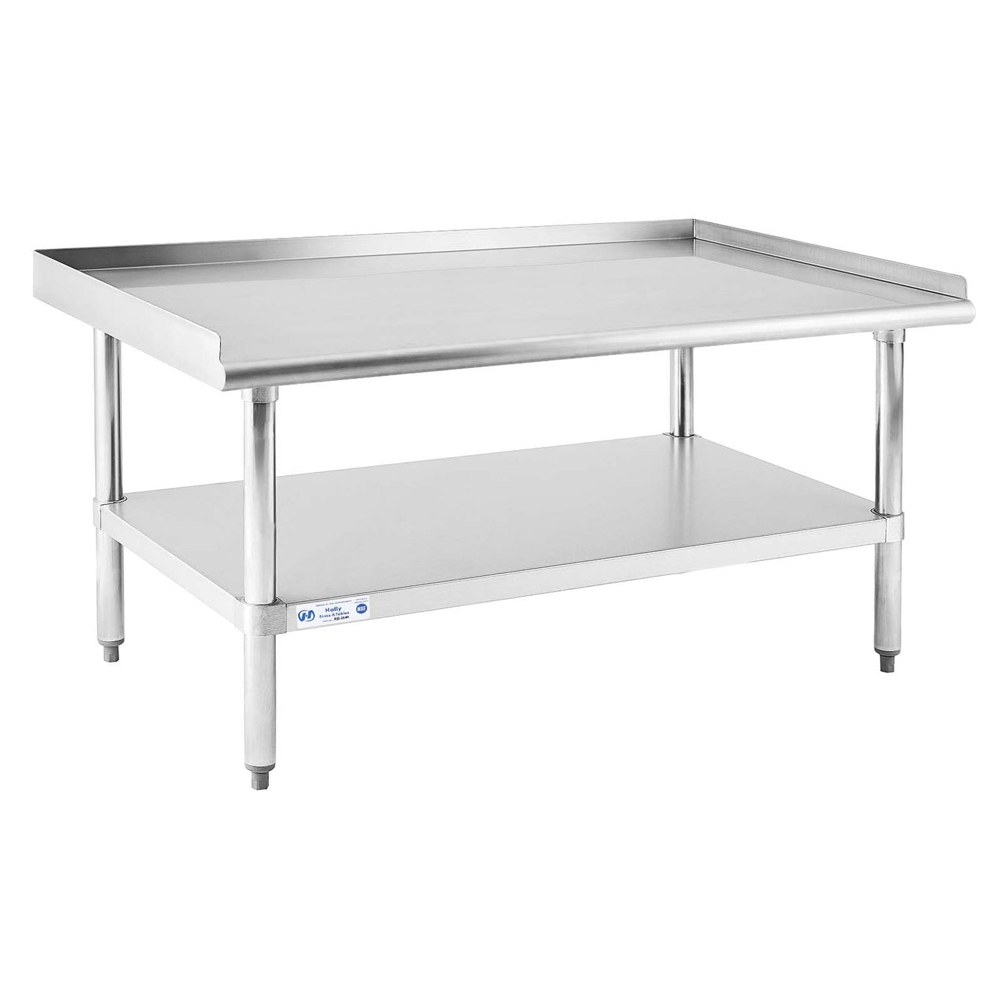 HALLY Stainless Steel Equipment Stand 28x48 Inches with Undershelf, NSF Commercial Prep & Work Table with Rear and Side Risers, Heavy Duty Grill for Kitchen, Bar, Restaurant, Home and Hotel