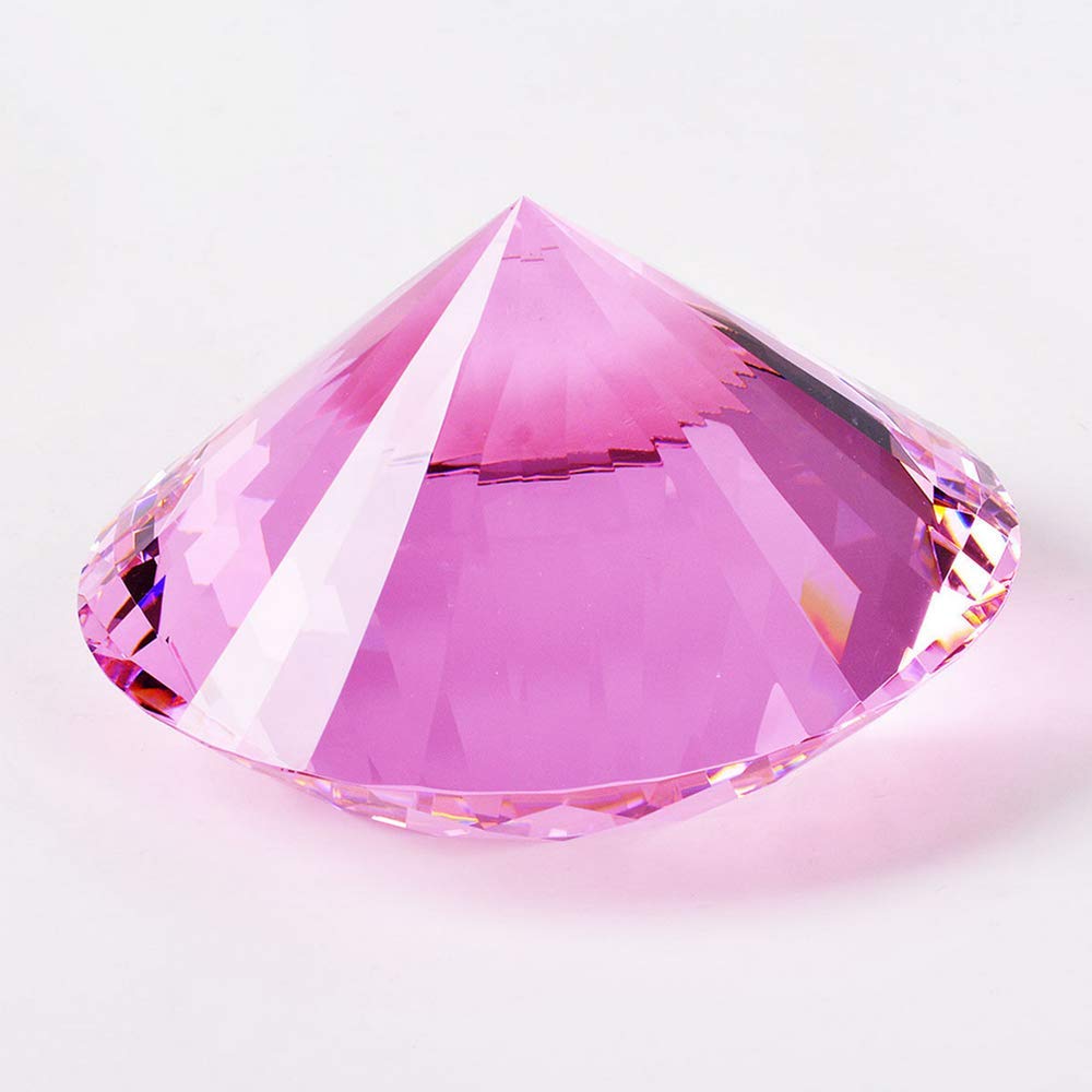 Crystal Glass Diamond Shaped Decoration, Pink 60mm Jewel Paperweight,Gift Decoration Idea For Christmas, Thanksgiving (Please identify our brand Yarr Store)