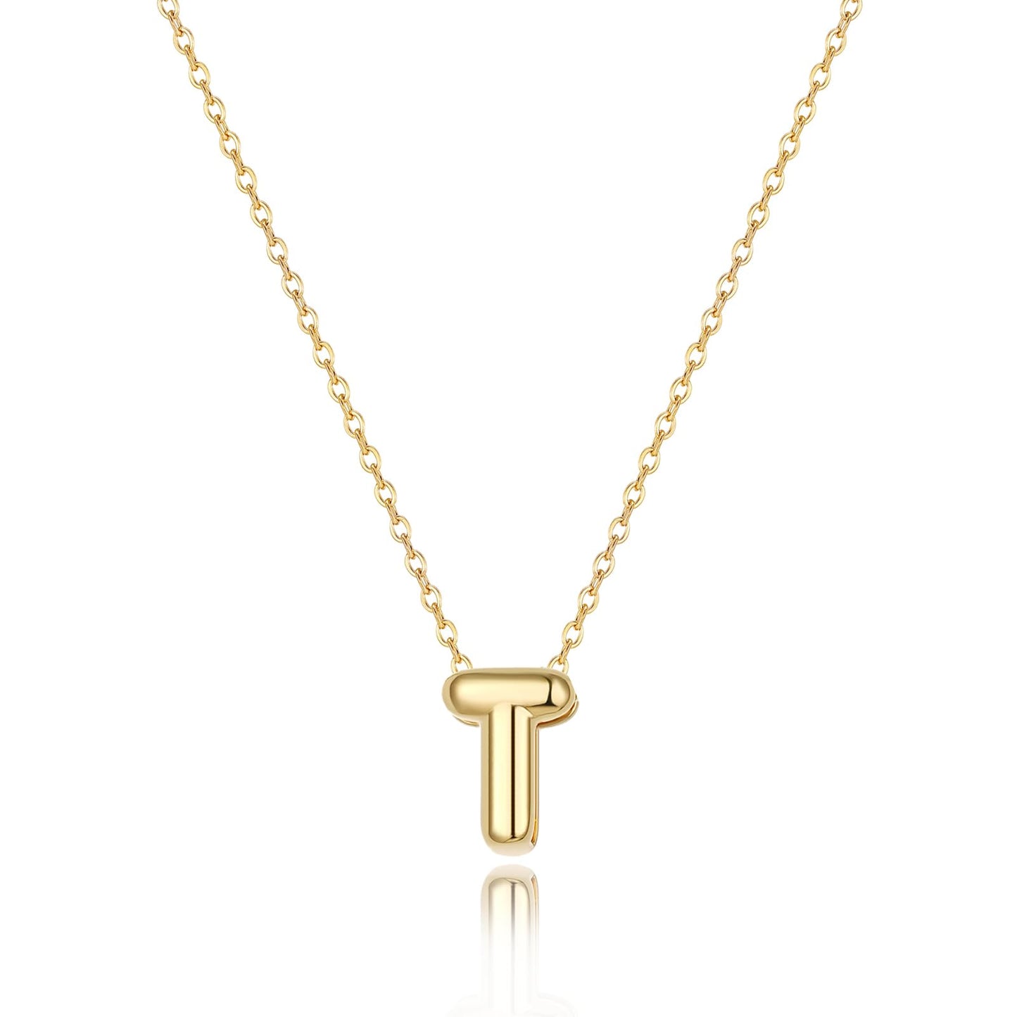 CUEZIY 14K Gold Plated Bubble Letter Necklace Initial Necklaces for Women Dainty Personalized Charm Pendant Name Necklace Cute Non Tarnish Fashion Accessories Teen Gift Trendy Stuff Jewelry Gifts