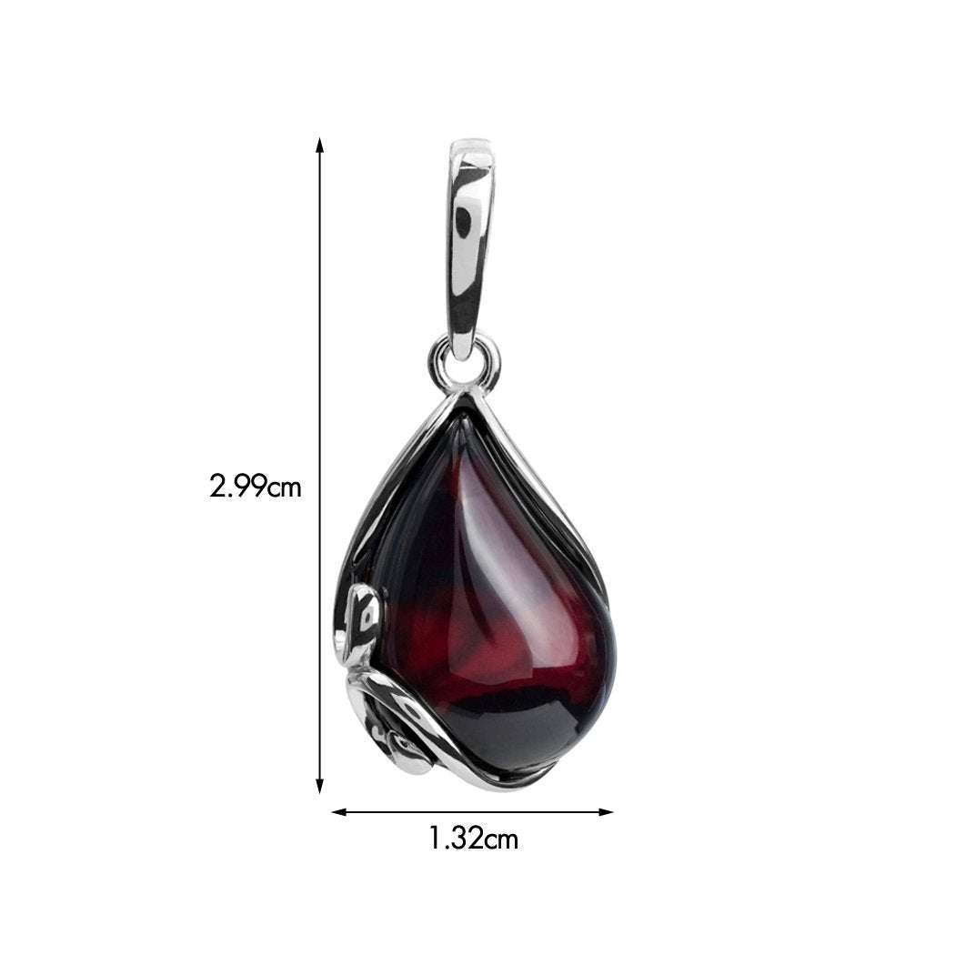 Ian and Valeri Co. Cherry Amber Sterling Silver Earrings Pendant Necklace Set Chain 18 Inches