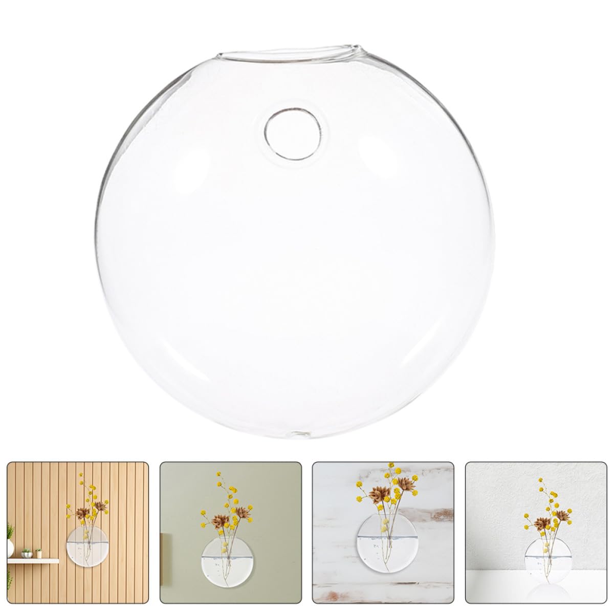 Uonlytech 2pcs Wall-Mounted Glass Hydroponic Vase Set for Indoor Plants Flat Glass Flower Vases with Hanging Holder Decorative Terrariums for Home Garden