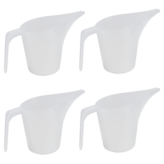 EIKS Plastic Funnel Pitcher Measuring Cup with Long Spout for Filling Muffin Pans, Baking Molds, Salt Shakers, Pancake Batter, Watering Plants(4-Pack 1000ml)