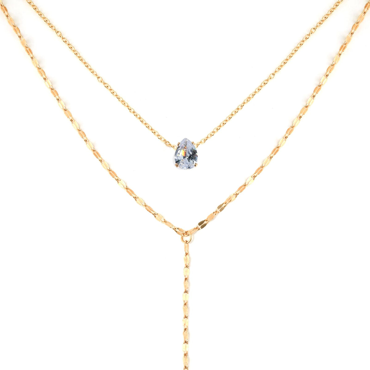 ENGCKSHI Necklace for Women, Dainty Long 14K Gold Y-Shaped Necklace Jewelry Trendy Beaded Layered Chain Drop Necklaces Jewelry Women Gifts