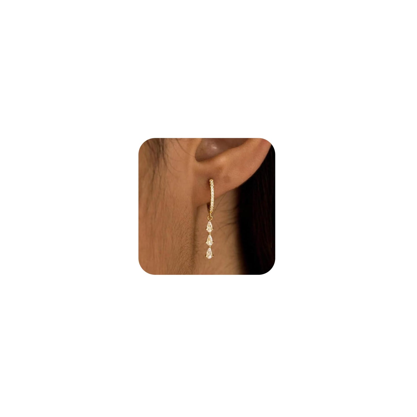 Treasure Bender Gold Hoop Earrings for Women 14k Gold Plated Diamond Huggie Earrings Hypoallergenic Cubic Zirconia CZ Drop Dangle Earrings Dainty Statement Earring Jewelry for Women Trendy Gift