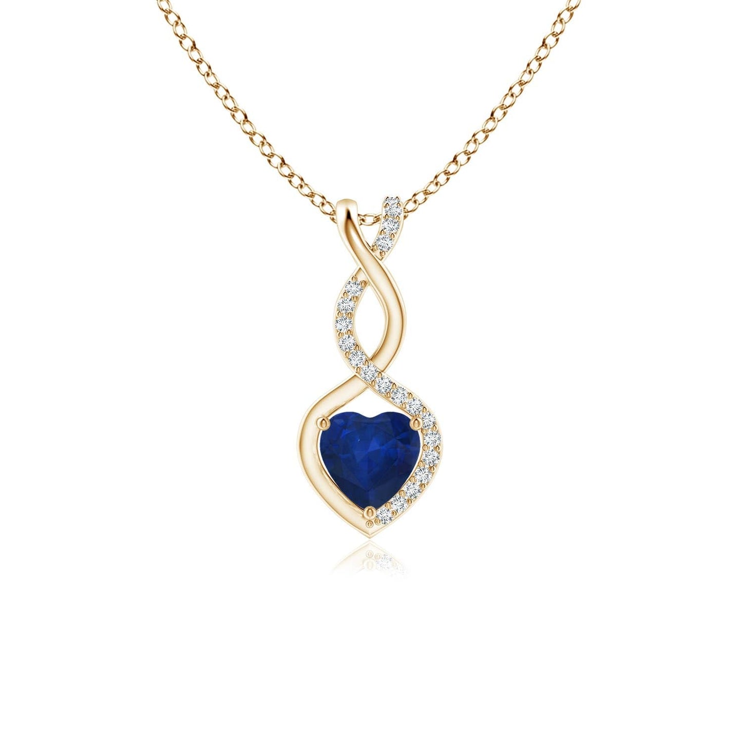 Angara Natural Blue Sapphire Pendant for Women | 0.3 ct Heart Shape Blue Sapphire Diamond Heart Pendant Necklace in Yellow Gold | September Birthday, Anniversary, Gemstone Jewelry Gift | AA | 4mm