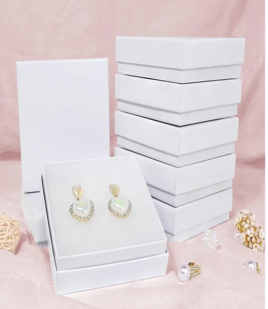 RJ Displays 25 Pack Cotton Filled Swirl White Paper Cardboard Pocket Watch Jewelry Gift Boxes, Retail Packaging Case for Pocket Watches and Small Jewelry Storage Display, Size #32 3 x 2 x 1 Inch