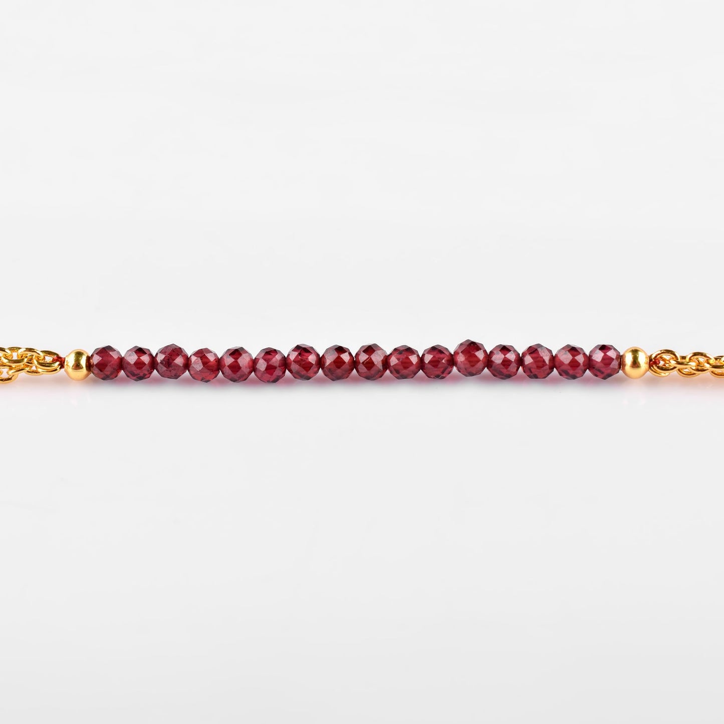 InfinityGemsArt Garnet Bracelets for Women, Natural January Birthstone, Minimalist Beaded Red Stone, Chakra Crystals Gemstones Lightweight Jewelry, 14K Gold Plated 8 Inch Adjustable Chain, Christmas Gifts For Her