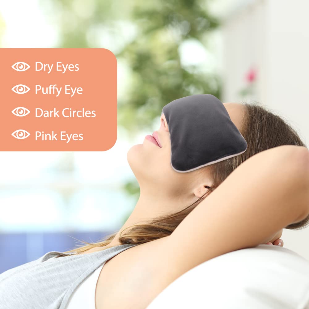 Comfheat Lavender Weighted Eye Pillow for Yoga, Microwavable Moist Heat Eye Compress Mask Pillow FSA HSA Eligible with Washable Cover for Relaxation, Sleeping, Meditation, Yoga, Spa, Migraine Relief