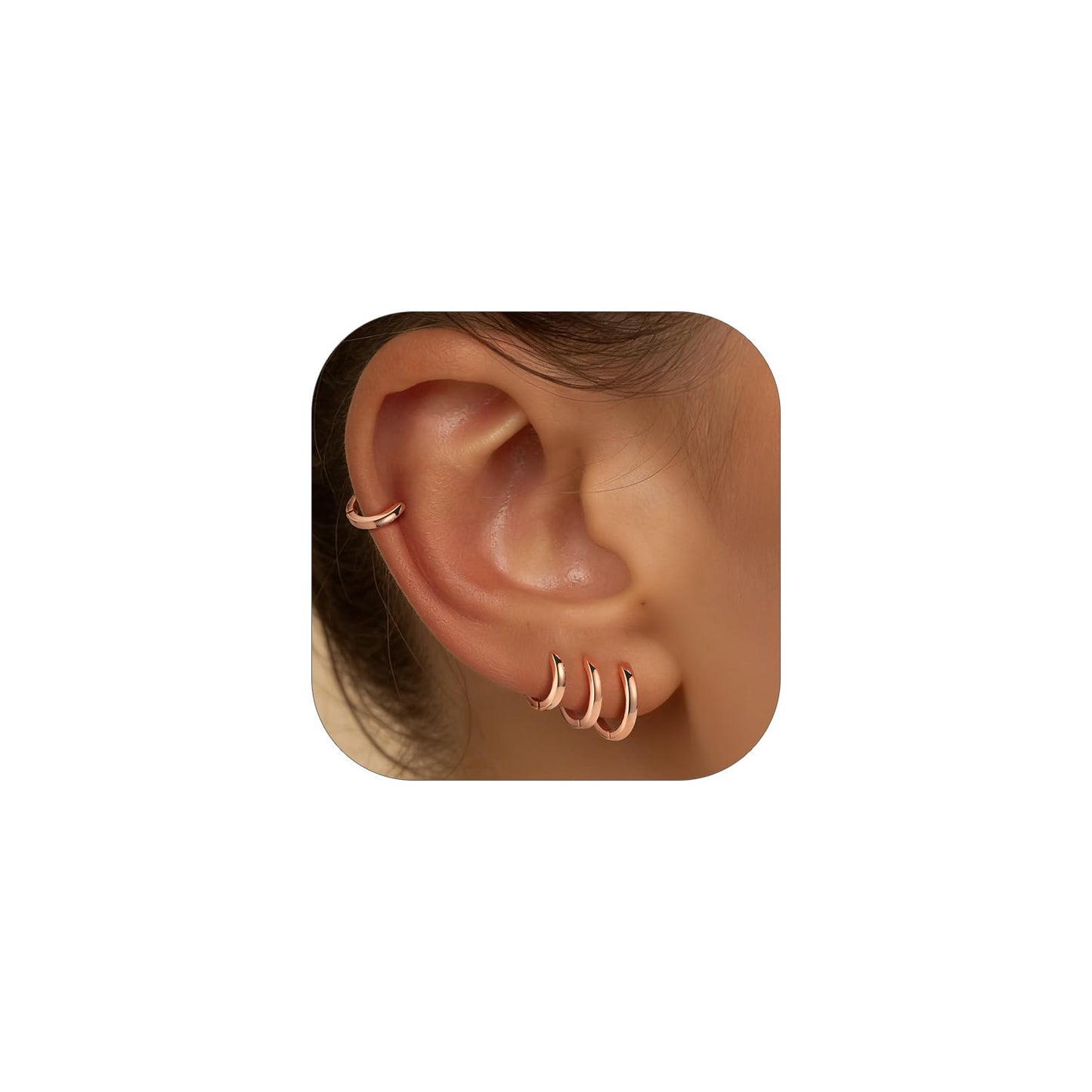 Rose Gold Hoop Earrings For Women Hoops Earring Hypoallergenic 8mm Tiny Huggie Jewelry Non Tarnish Cartilage Piercing Waterproof Ear Earings