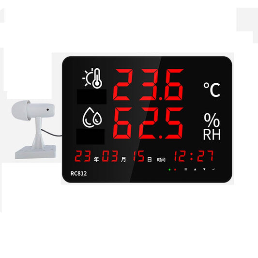 oiakus Digital Thermometer Hygrometer, Upper and Lower Limit Alarm, External Rainproof Probe, -40～80℃, 0~99% RH, Long Range Visualization, for Home, Classroom, Industrial Use