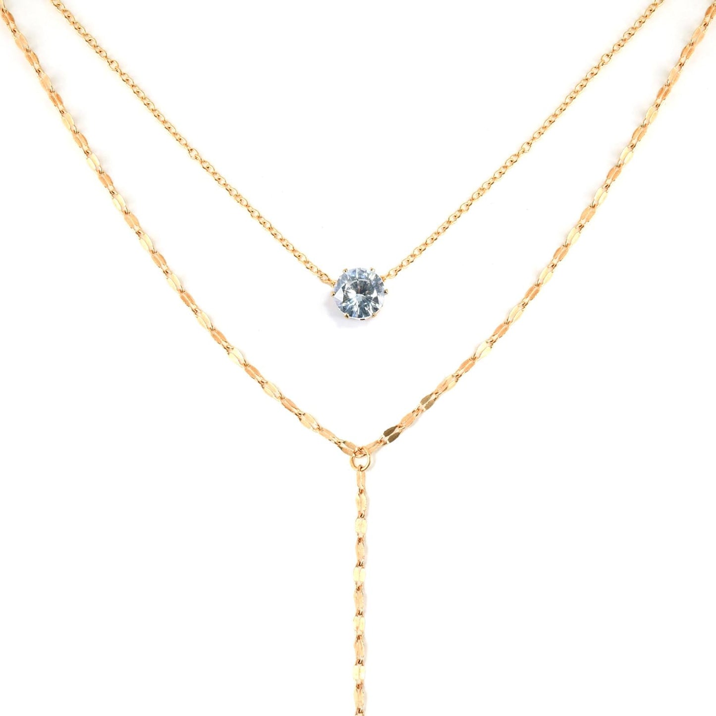 ENGCKSHI Necklace for Women, Dainty Long 14K Gold Y-Shaped Necklace Jewelry Trendy Beaded Layered Chain Drop Necklaces Jewelry Women Gifts
