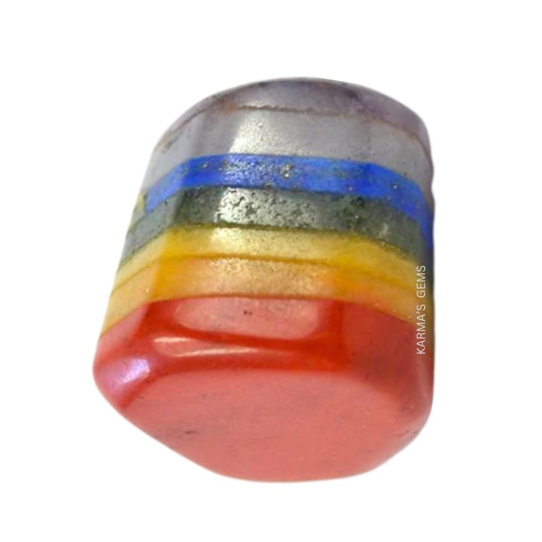Karma Gems Seven Chakra Tumbled Stones Natural Crystal Kit for Reiki Healing Crystal Polished, Tumble Stones, Chakra Balancing, Reiki Gift, Home Decor (15-25 MM)