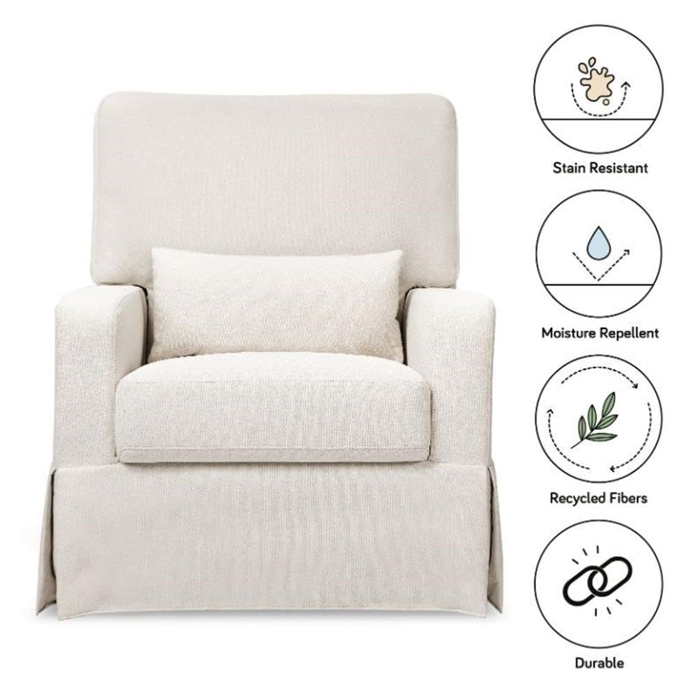Namesake Crawford Pillowback Comfort Swivel Glider in Performance Cream Eco-Weave, Water Repellent & Stain Resistant, Greenguard Gold & CertiPUR-US Certified