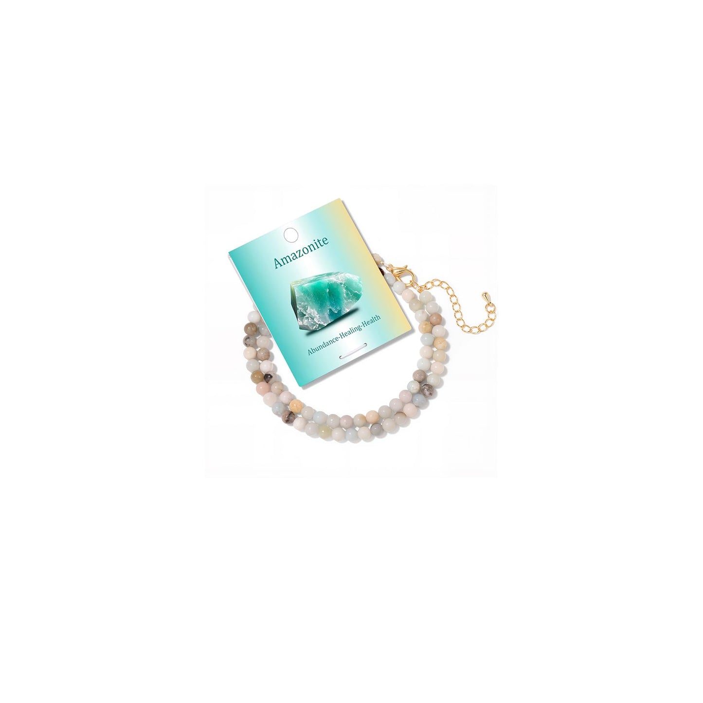 Risyfjew Crystal Choker Necklaces for Women,4mm Amazonite Natural Stone Choker Beaded Necklace Healing Crystal Necklace Gemstone Bead Necklaces for Women