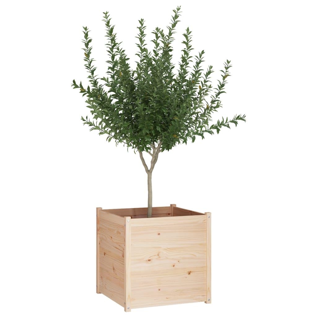 KHNLGFR Rustic Solid Pine Garden Planter 27.6 Inch Large Square Pine Planter for Plants Natural for Outdoor Balcony Solid Pinewood Garden Box for Herbs