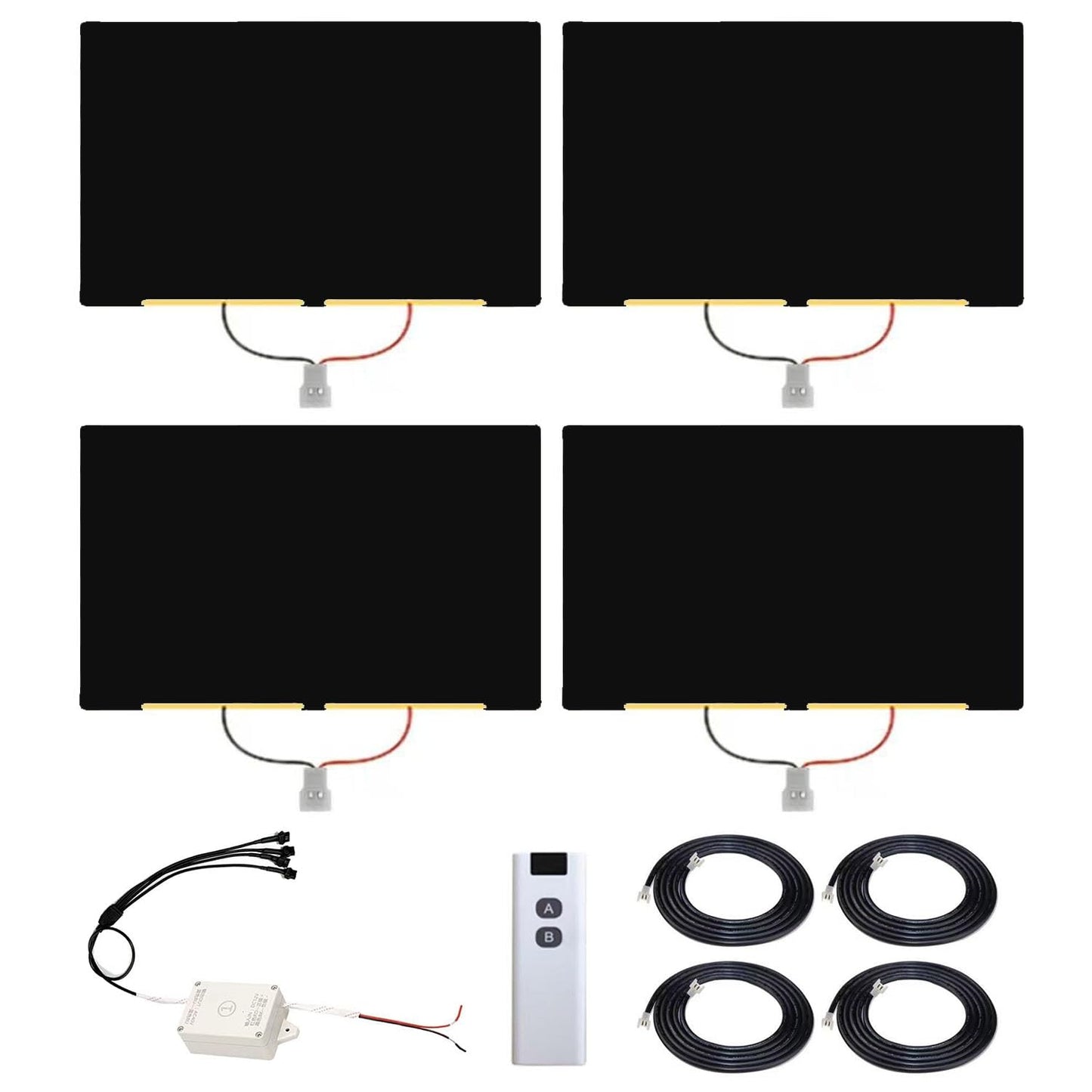Electric Control Automotive Window Film 4PCS Black, Instant Privacy & UV Protection, Frosted to Clear Switching, DIY Kit for Car Side Windows