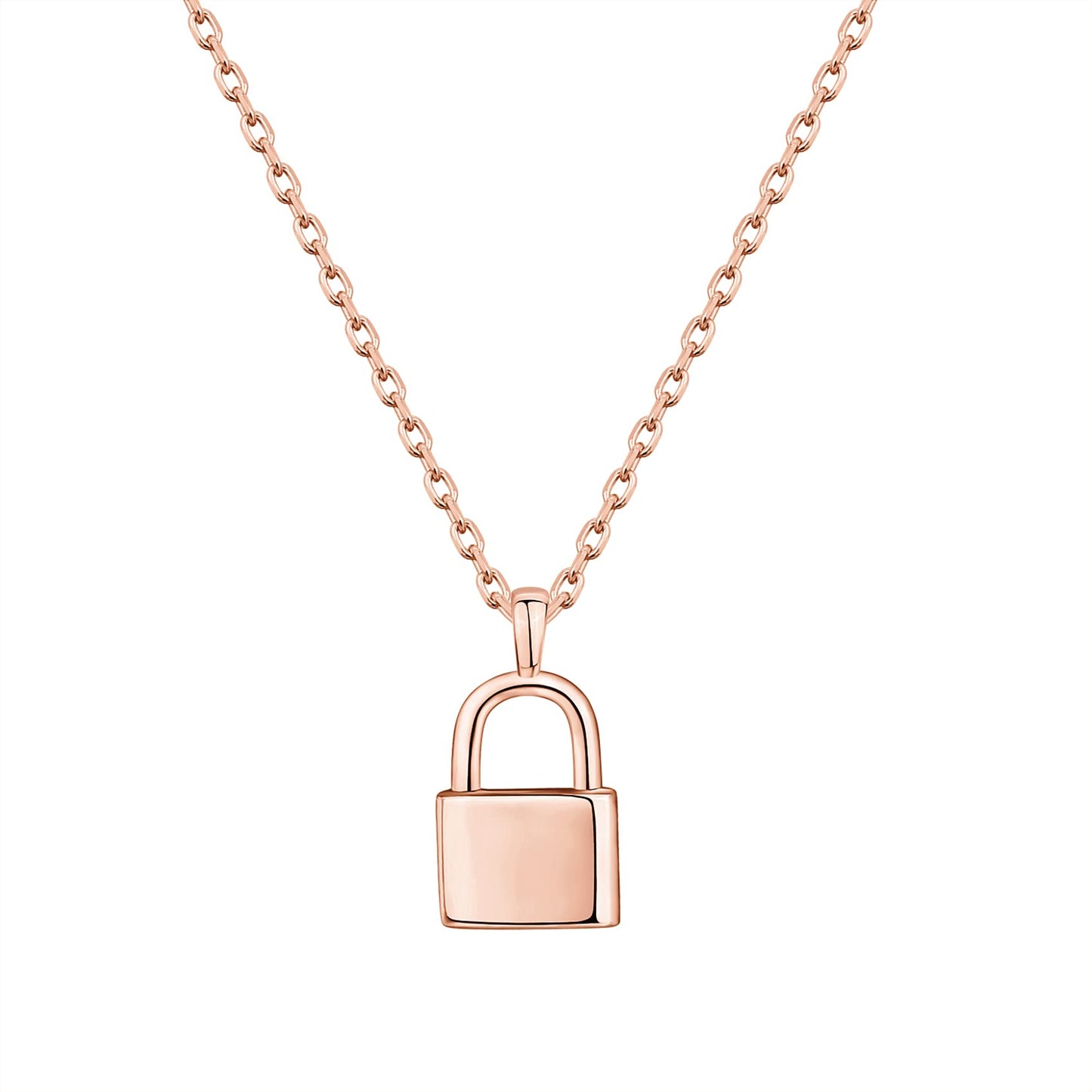 PAVOI 14K Rose Gold Plated Lock Pendant Necklace | Womens Cute Necklaces | Friendship Necklace for Women
