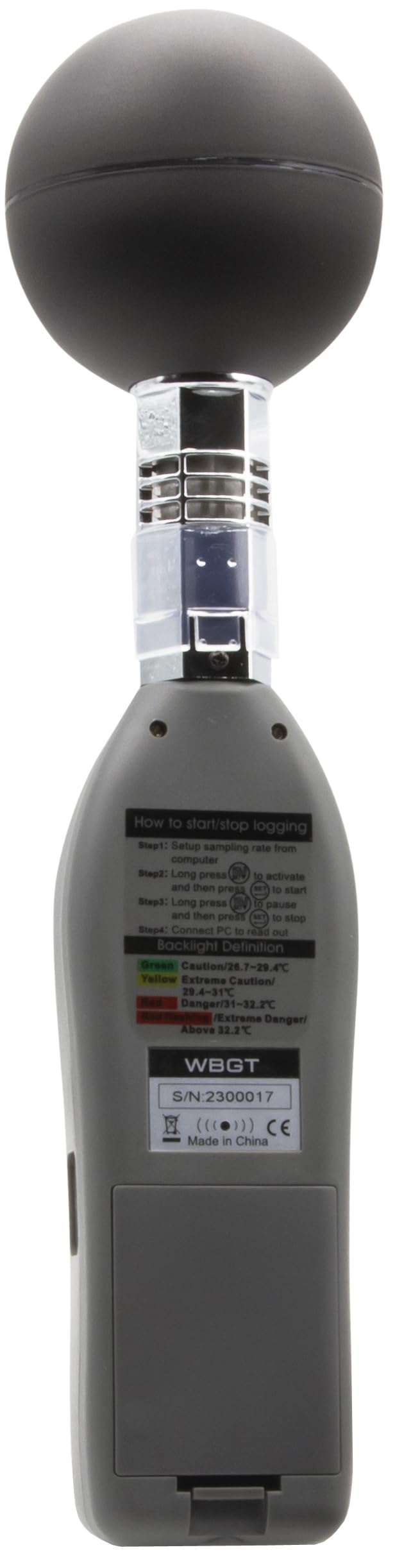 Triplett HSDL300 Indoor/Outdoor Heat Stress WBGT (Wet Bulb Globe Temperature) Datalogger with Certificate of Calibration to NIST