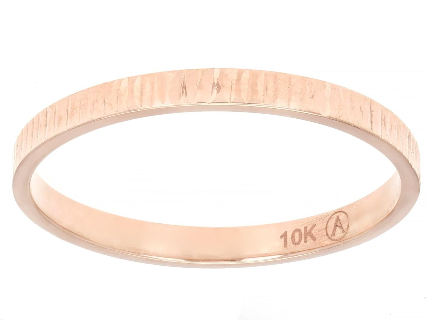 JTV 10K Gold 2 mm Textured Band Ring - Unisex Wedding Band - Elegant, Durable, & Comfortable for Everyday Wear, Anniversary, or Gift - (Rose Gold, 11)