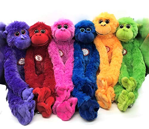 The Petting Zoo Monkey Stuffed Animals, Plush Toys for Girls and Boys, Rainbow of Colors-20 Inches (Blue)