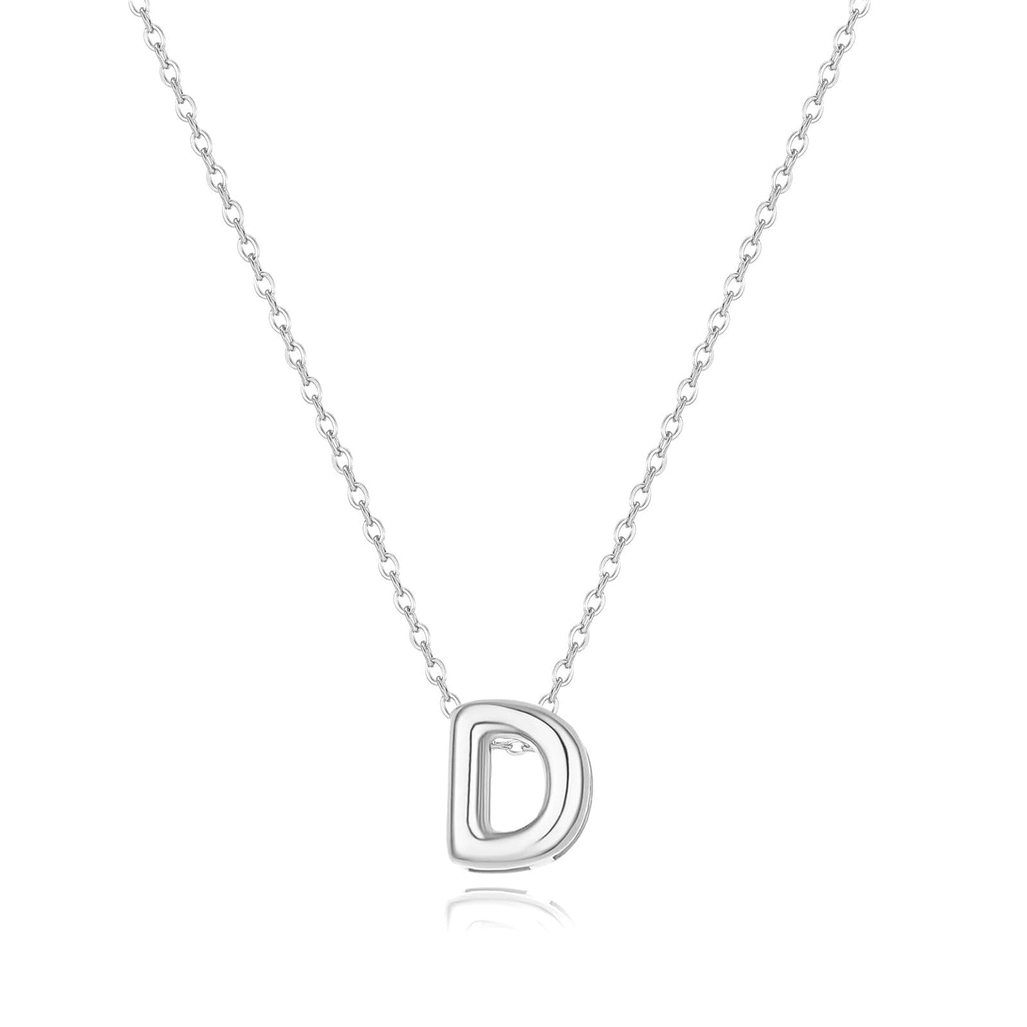 CUEZIY Bubble Silver Letter Necklace Initial Necklaces for Women Dainty Personalized Charm Pendant Name Necklace Cute Non Tarnish Fashion Accessories Teen Gift Trendy Stuff Silver Jewelry Gifts