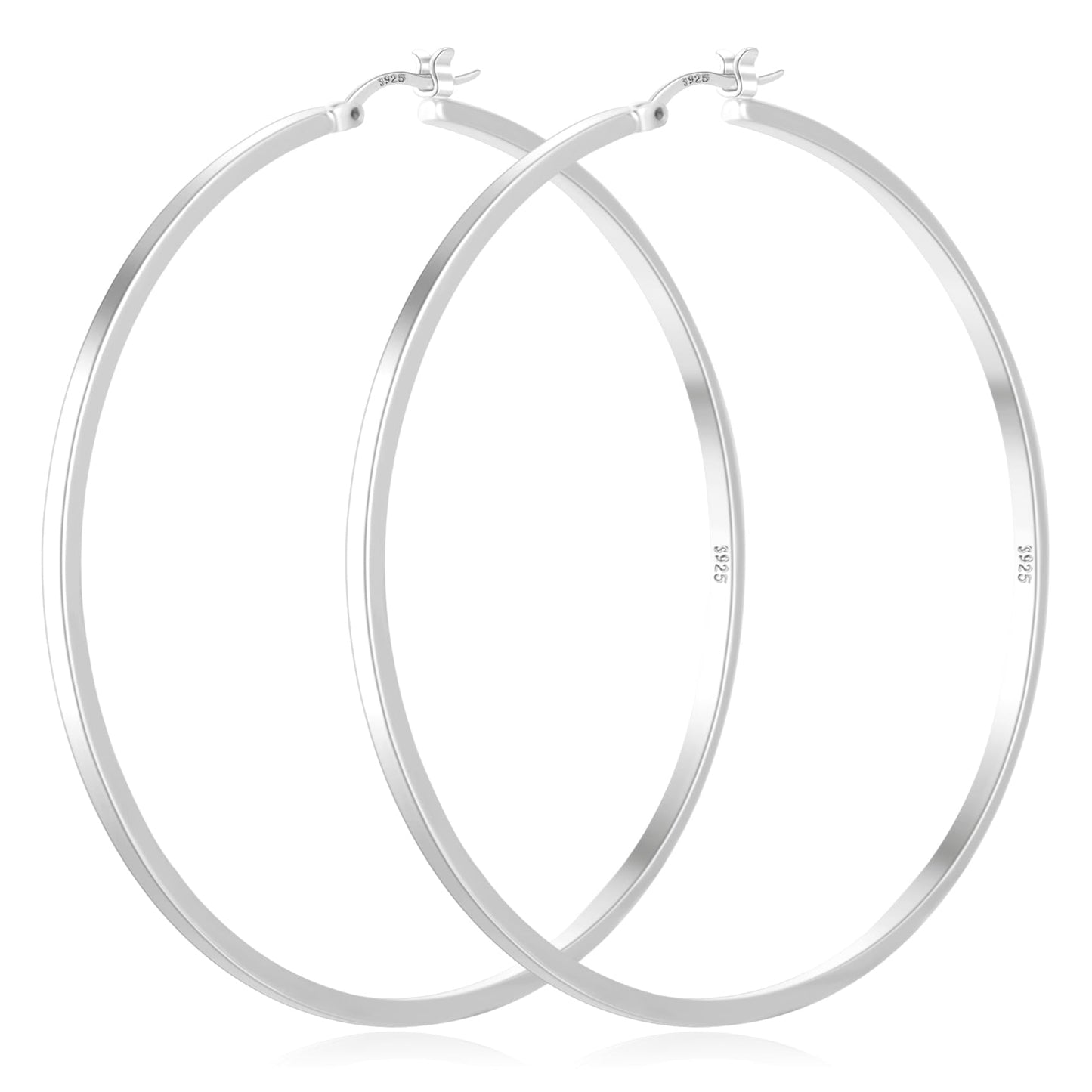 PABBEU 925 Sterling Silver Hoop Earrings Hypoallergenic Silver Hoop Earrings Lightweight Large Hoop Earrings for Women with 925 Sterling Silver Post 20/30/40/50/60/70mm