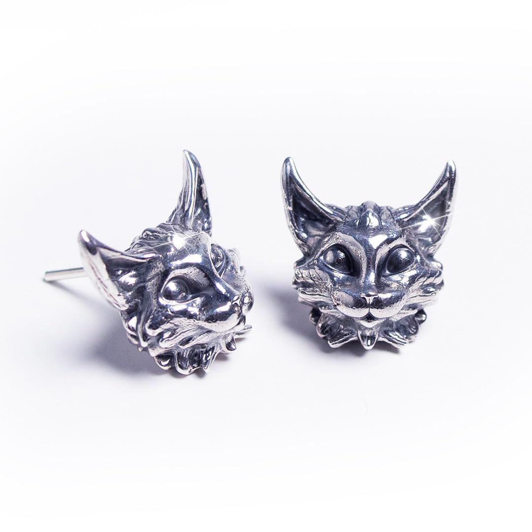 IlustrAriane Sterling Silver Cat Necklace and Earrings Set with Heart Zirconia – Matching Jewelry Gift for Cat Lovers