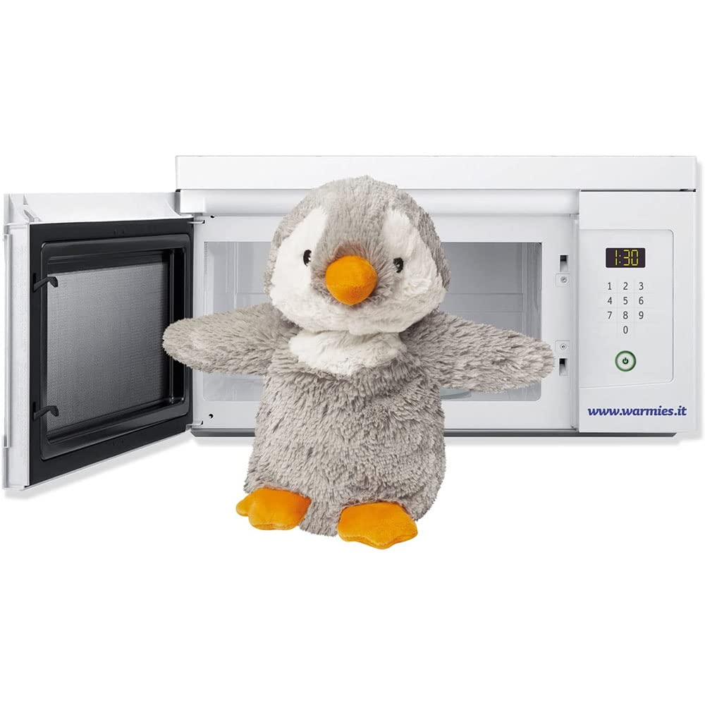 warmies Microwavable Stuffed Animals, Gray Penguin - Heated Stuffed Animal Plushie for Warmth - Cute Soft Plush Toys for Adults & Children (Boys, Girls, Babies & Toddlers)