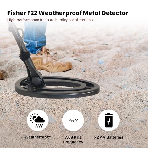 Fisher F44 Metal Detector with Weatherproof Design, Large LCD Display, and Sensitive Detection Features, Ideal for Both Beginners and Experienced Treasure Hunters Seeking Reliable Performance