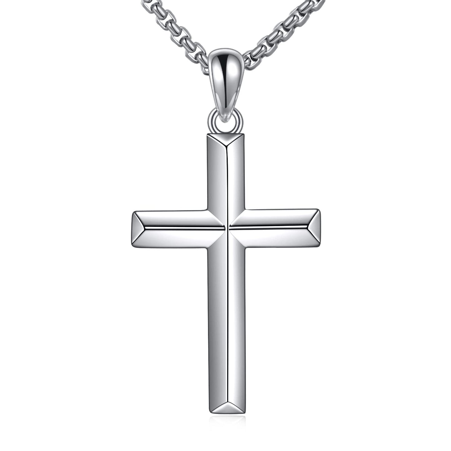 ONEFINITY Religious Cross Pendant Necklace Sterling Silver Origami Cross Pendant Gifts for Women Men Jewelry (B-Origami)