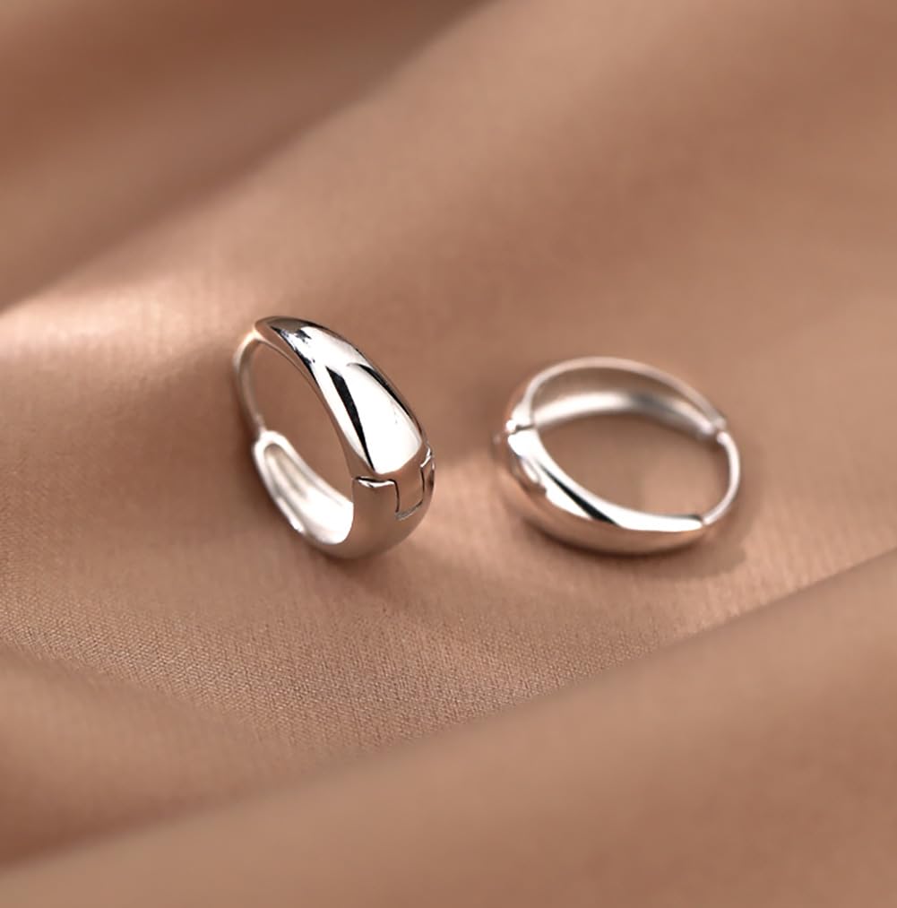 3Pairs Sterling Silver Hoop Earrings Set for Women Trendy Huggie Dainty Earring Jewelry for Women Teens (Silver - 3 Pairs)