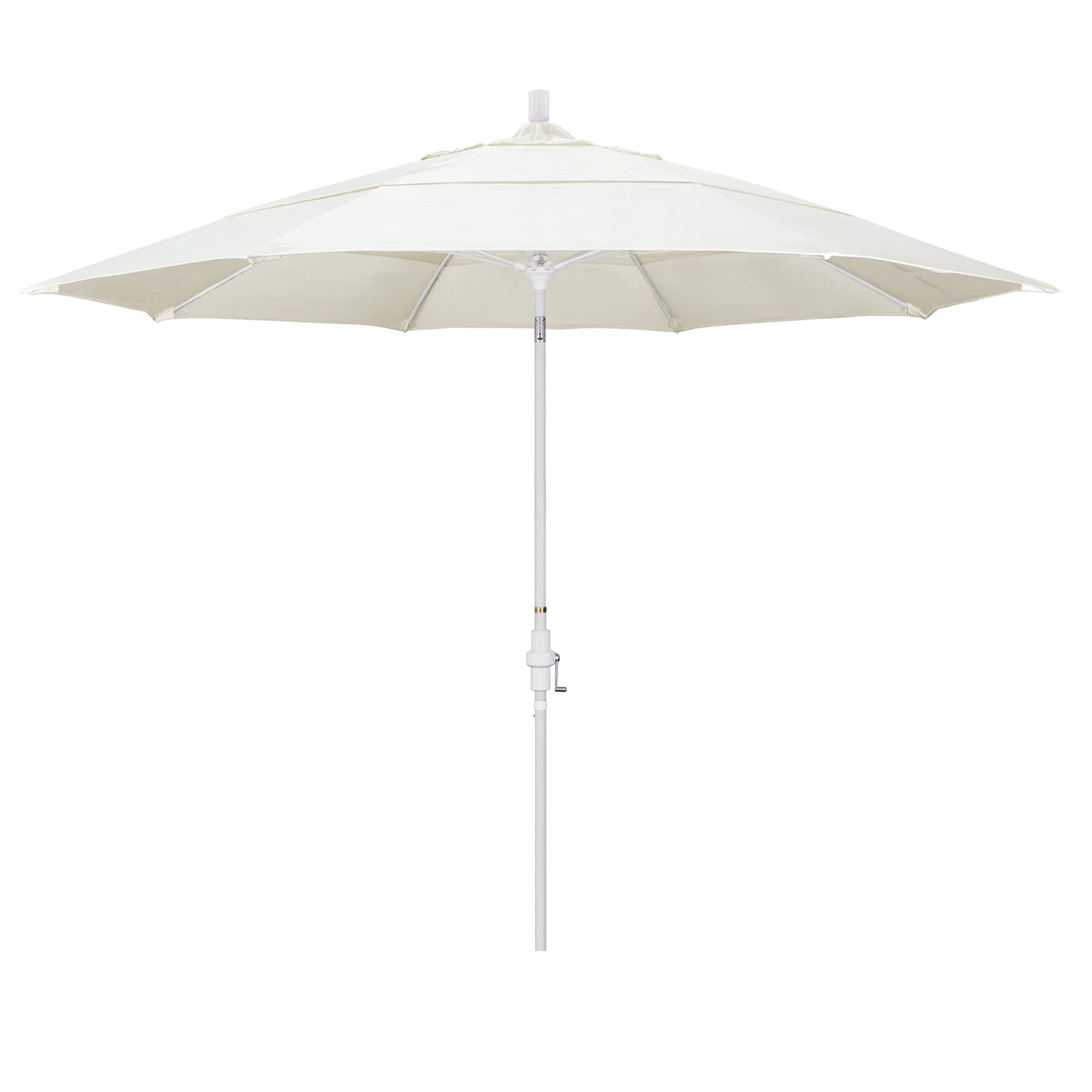 California Umbrella 11' Rd. Fiberglass Rib Patio Umbrella, Crank Lift, Collar Tilt, White Pole, Canvas (GSCUF118170-SA53-DWV)