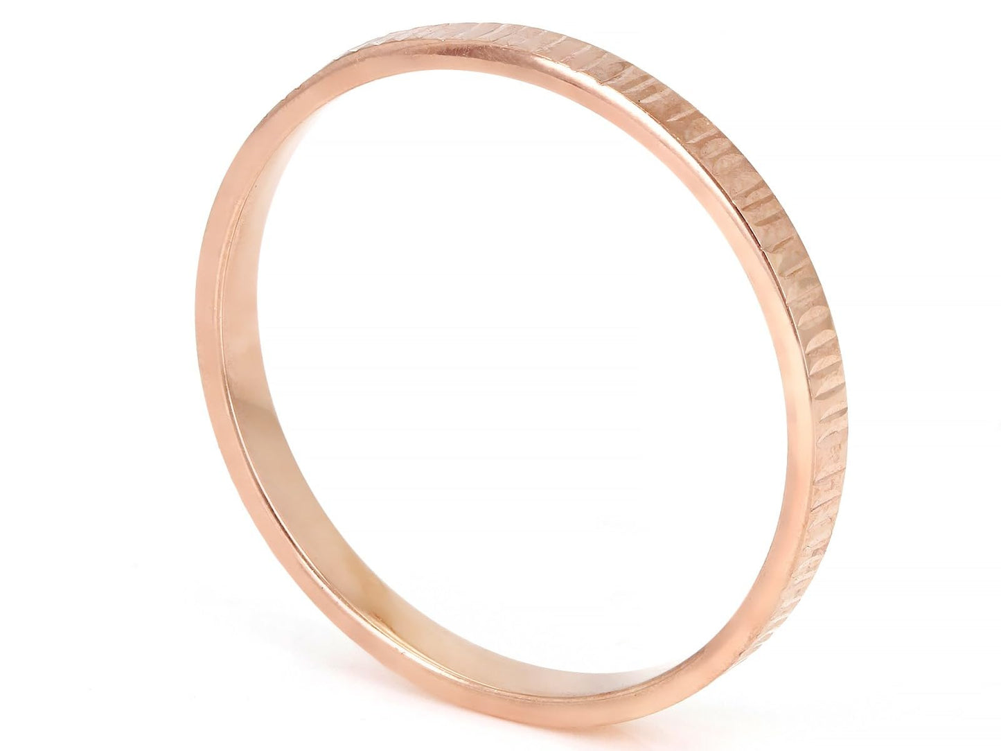 JTV 10K Gold 2 mm Textured Band Ring - Unisex Wedding Band - Elegant, Durable, & Comfortable for Everyday Wear, Anniversary, or Gift - (Rose Gold, 10)