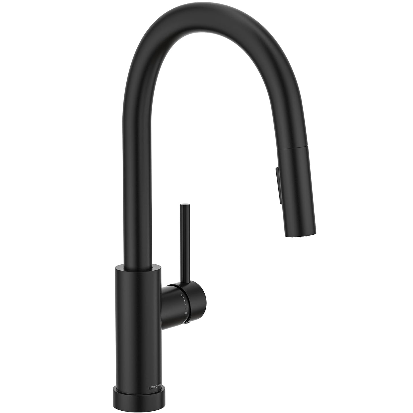 Lava Odoro Matte Black Kitchen Faucet with Pull Down Sprayer, Modern Kitchen Sink Faucet Single Hole Black Faucet for Kitchen Sink with 2-Function Spray Head, Deck Plate Included, KF1120-MB