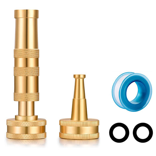 YELUN Brass Hose Nozzles, Heavy Duty Adjustable Twist Hose Nozzle & Jet Sweeper Nozzle 2 Pack