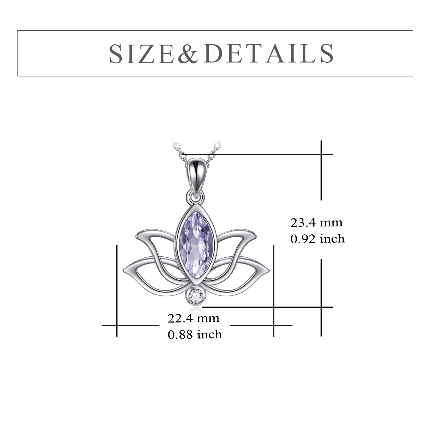 YFN Lotus Necklace Sterling Silver June Birthstone Pendant Light Purple Alexandrite Jewelry Gifts for Women (Jun)