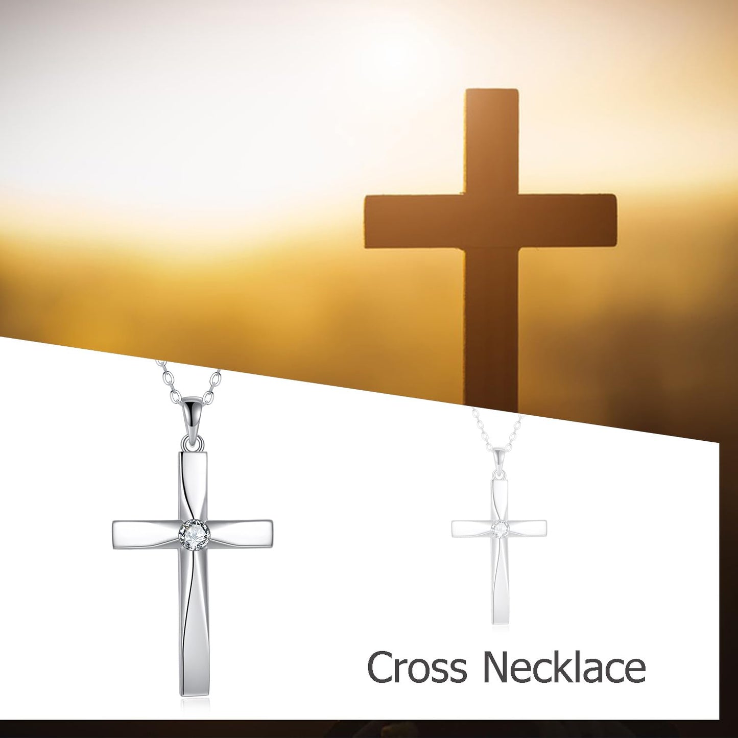Moissanite Cross Necklace Sterling Silver Origami Cross Pendant Jewelry Gifts for Women Men(Moissanite Origami Cross)