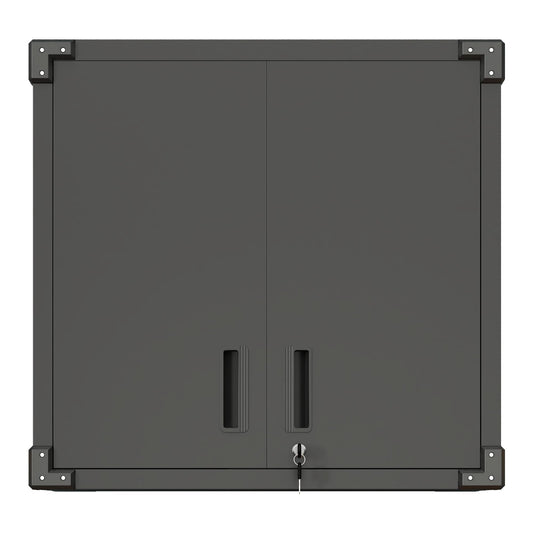 Metal Wall-Mounted Tool Storage Cabinet with 2 Locking Door 1 Adjustable Shelf 1 Opened Drawer for Garage Warehouse,Office,Assembly Required
