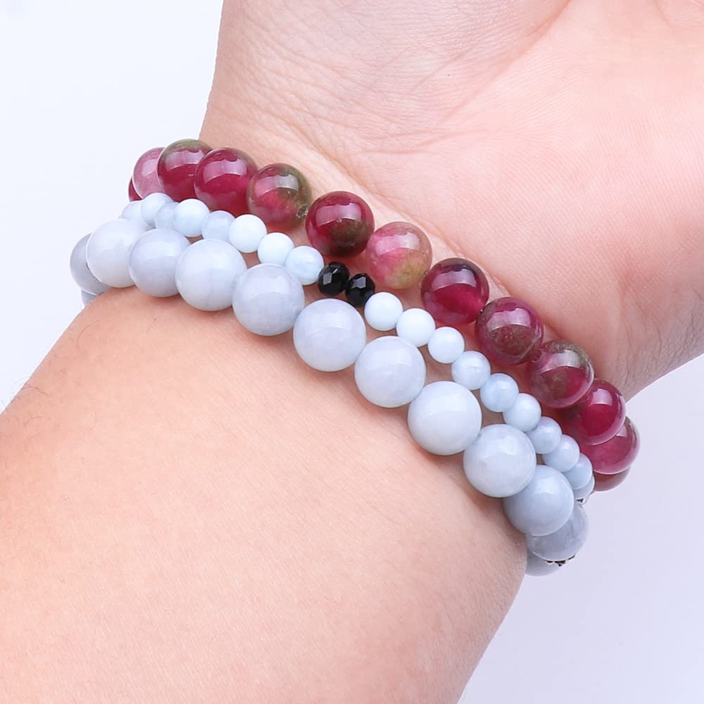 UEUC Tree of Life Yoga Healing Stone Bracelets, Multilayer Lotus Chakra Stone Reiki Bracelet Sets, Anxiety Crystal Natural Stone,for Women Stress Relief(#57)