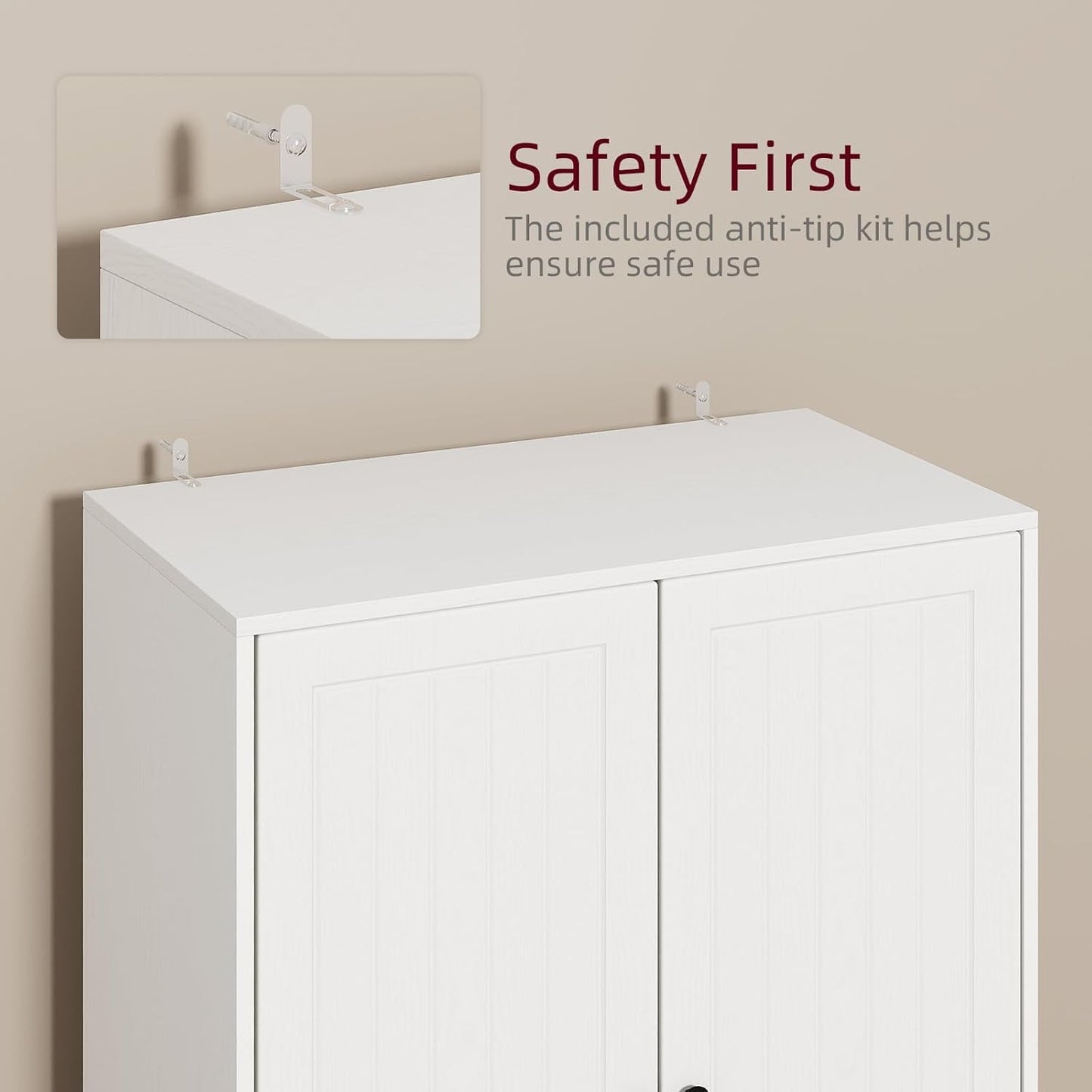 4 EVER WINNER 72" Tall Kitchen Pantry Cabinet, Food Pantry Cabinet with Storage Cabinets and Door Shelves, Farmhouse Cabinet with Adjustable Shelves and Drawers for Kitchen, Dining, Living Room, White